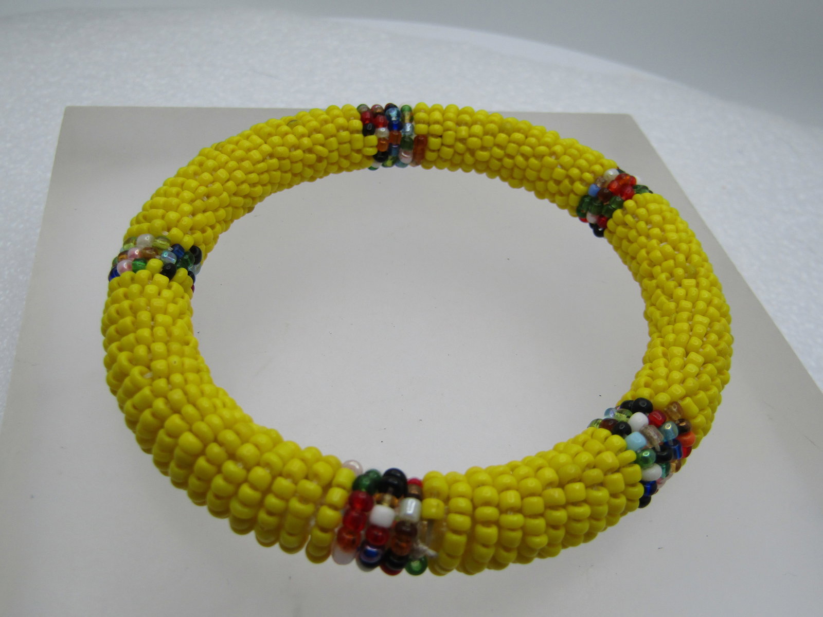 Vintage Southwestern Seed Beaded Bangle Bracelet, 7.25" - 3