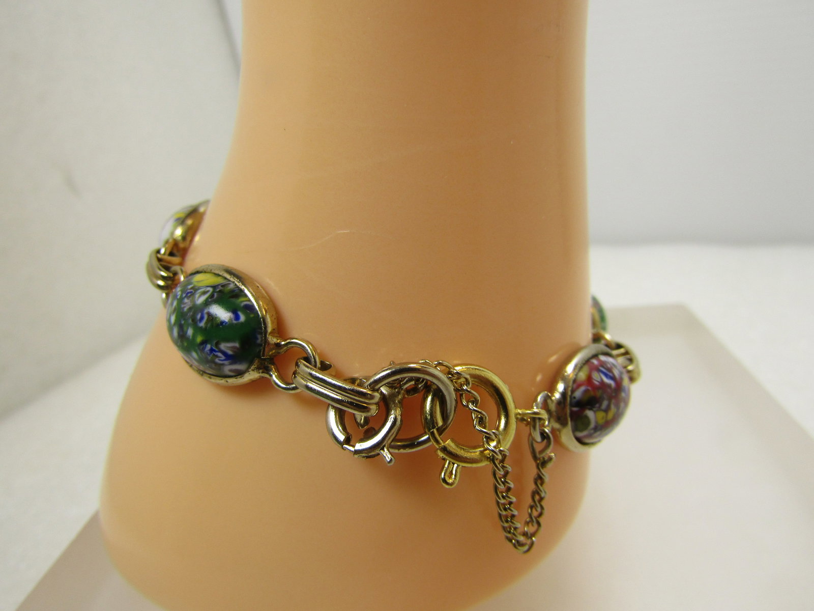 Vintage Venetian Glass Style Bracelet, 7.5", 1960's-1970's - 4