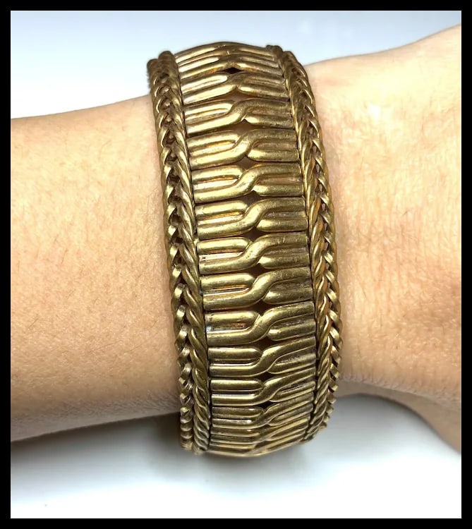 Vintage Oro Enchapado Fancy Link Gold Fill Bracelet - 7
