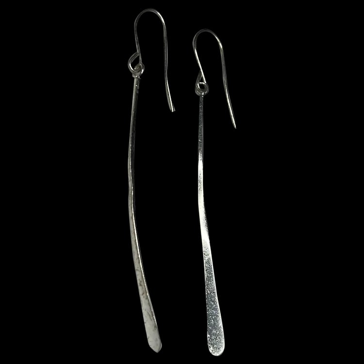 Estate Long Modern Sterling Silver Earrings (1 of 5)