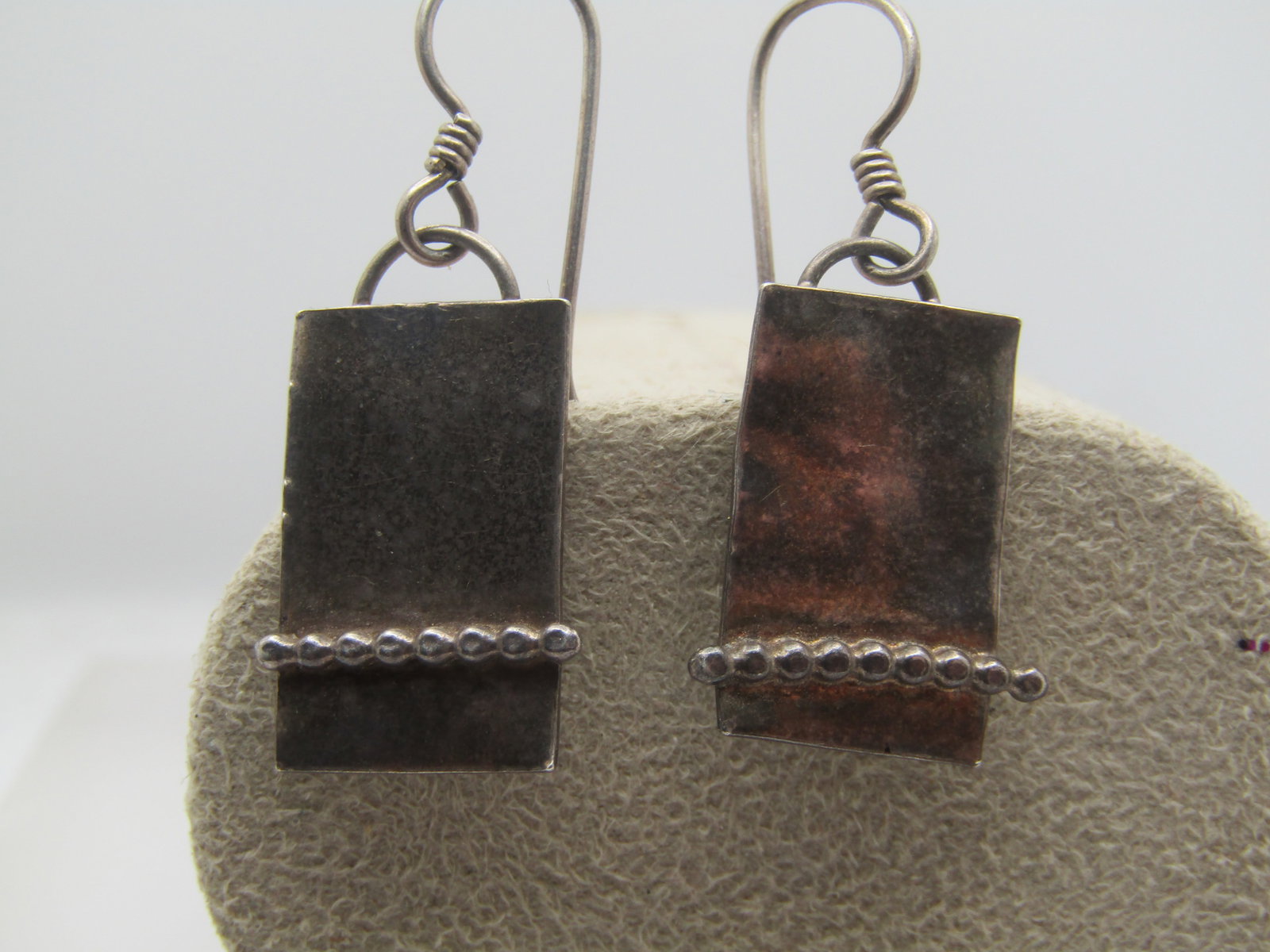 Vintage Sterling Rectangular Drop Earrings, 1980's-1990's, Signed - 2