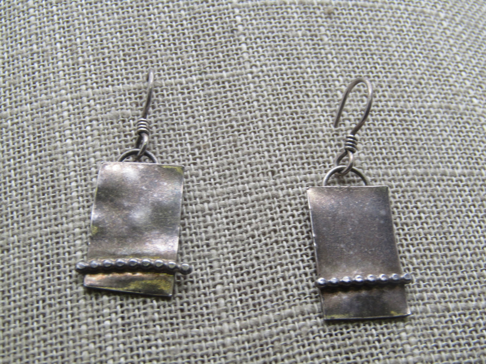 Vintage Sterling Rectangular Drop Earrings, 1980's-1990's, Signed - 3