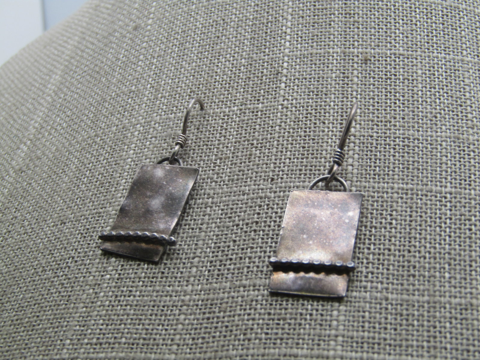 Vintage Sterling Rectangular Drop Earrings, 1980's-1990's, Signed - 4