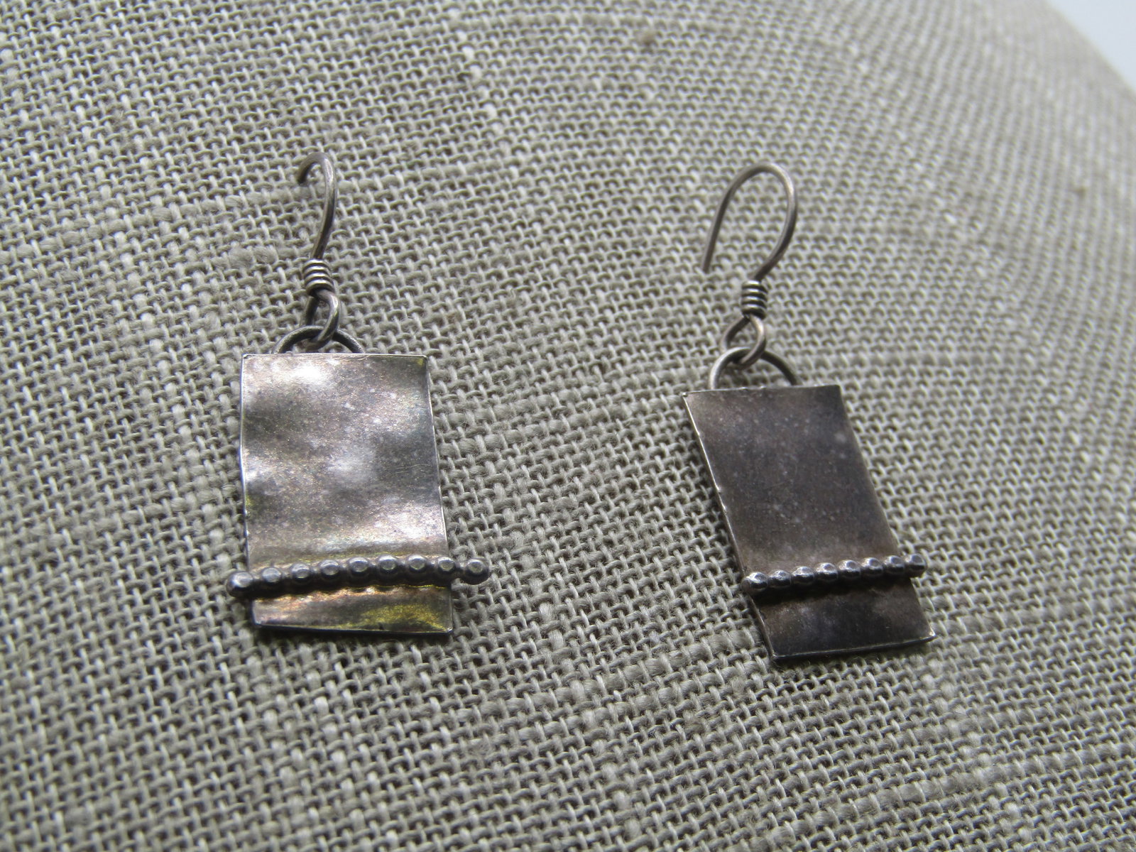 Vintage Sterling Rectangular Drop Earrings, 1980's-1990's, Signed - 5