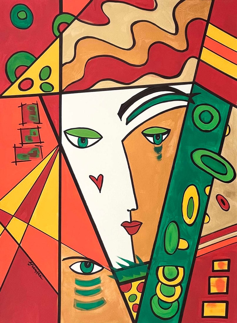 Grace Absi Le visage 2023 Signed Acrylic on paper (1 of 1)