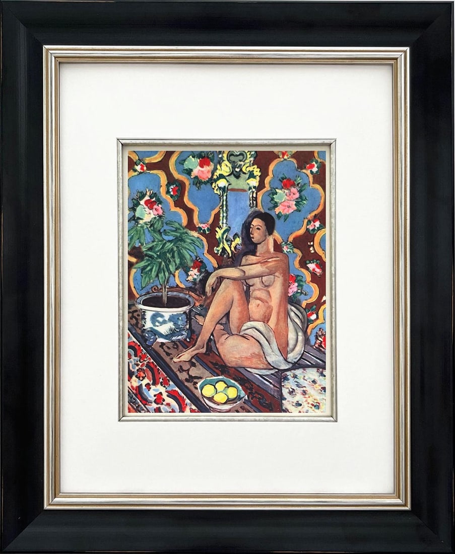 Matisse 15 Decorative Figure on Flowery Background framed: Title: Matisse 15 Decorative Figure on Flowery Background framed Description: Title: Decorative Figure on Flowery Background Artist: Henri Matisse (After) Country: France Medium: Engraving 15 Marks: N