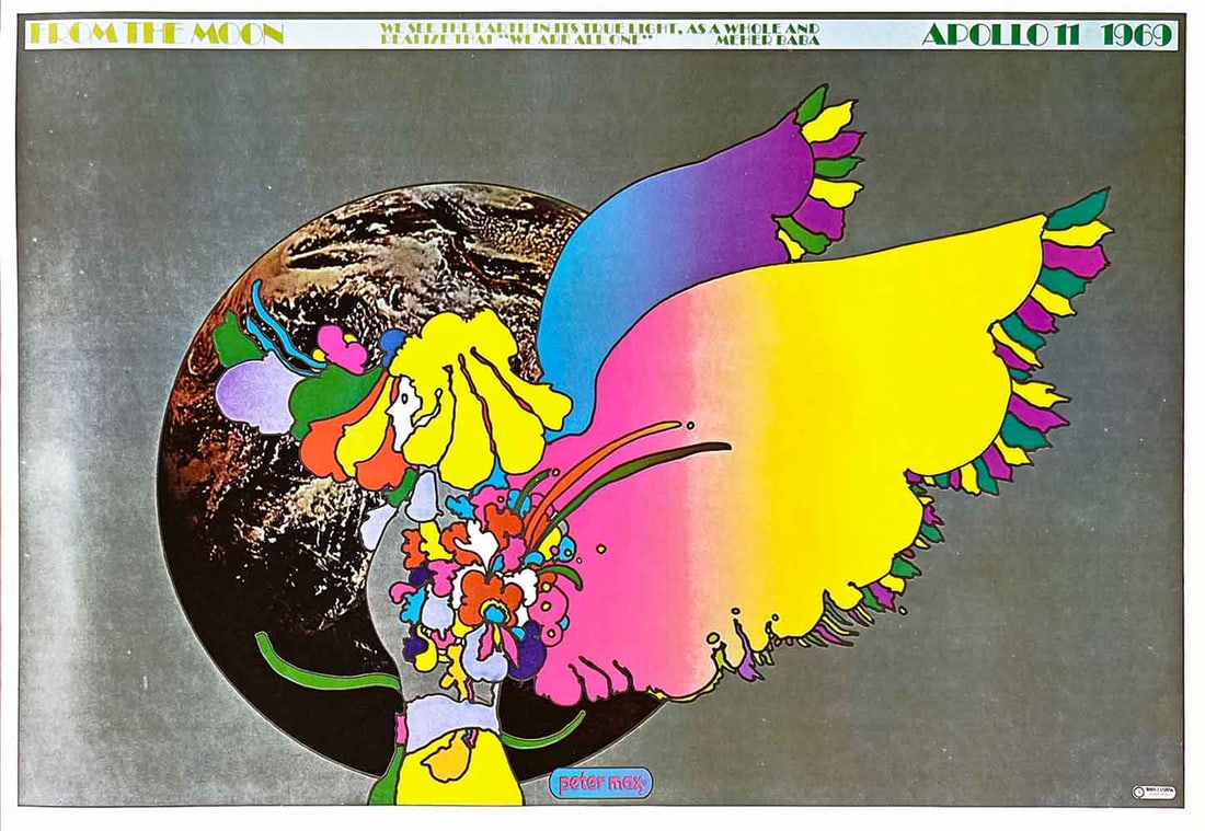 Peter Max Pop Art Poster 20 Apollo two 1970 (1 of 1)