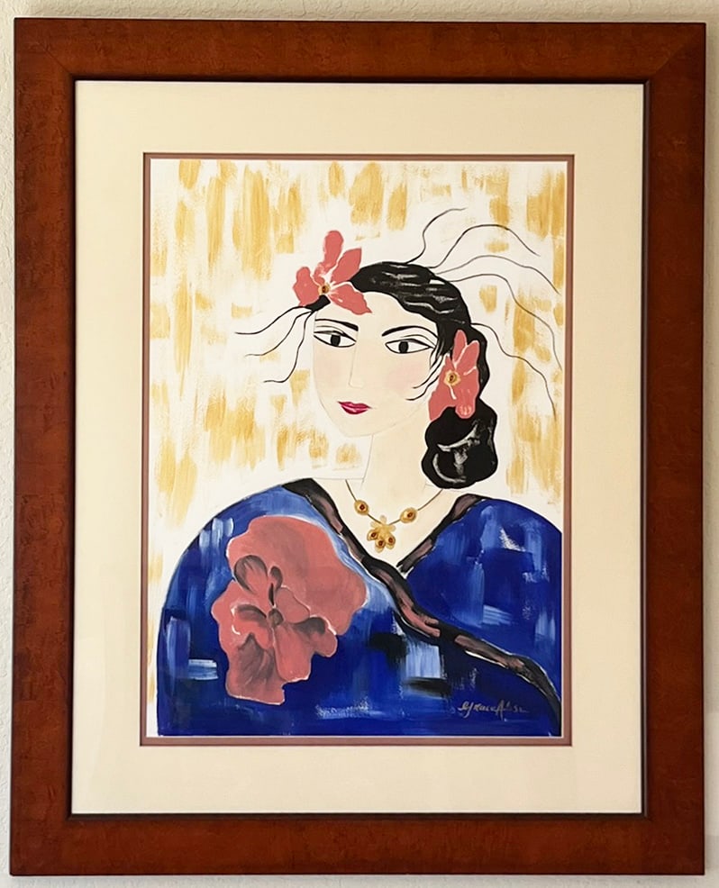 Grace Absi Contchita 2001 Oil Painting on Arches Paper Framed - 2