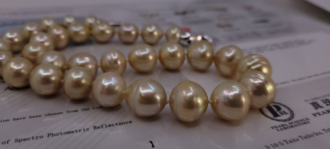 Necklace PSL Certified Australian South Sea Pearls - Huge Size - 12.0x16.1mm - 12