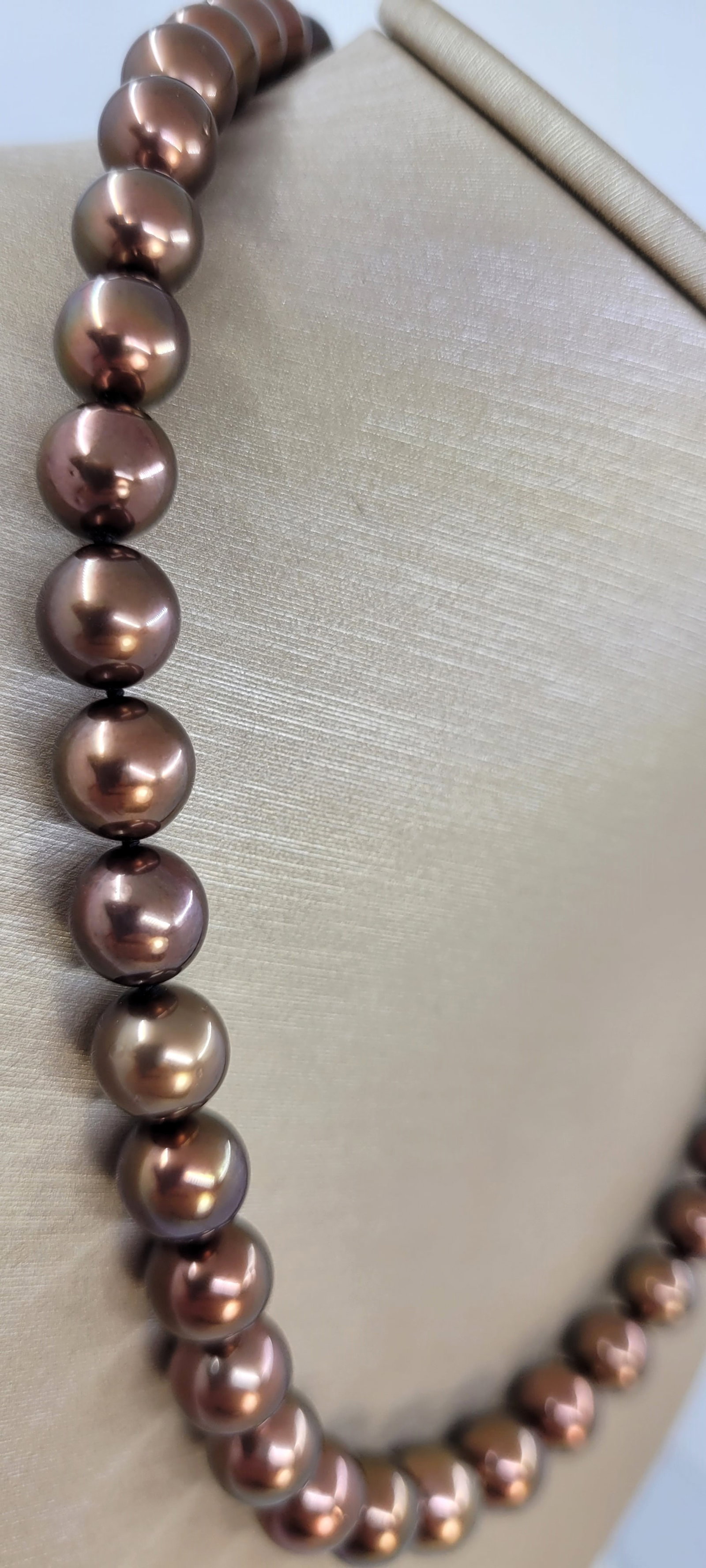 Necklace PSL Certified Chocolate Tahitian Pearls 8.5x10.8mm - 3