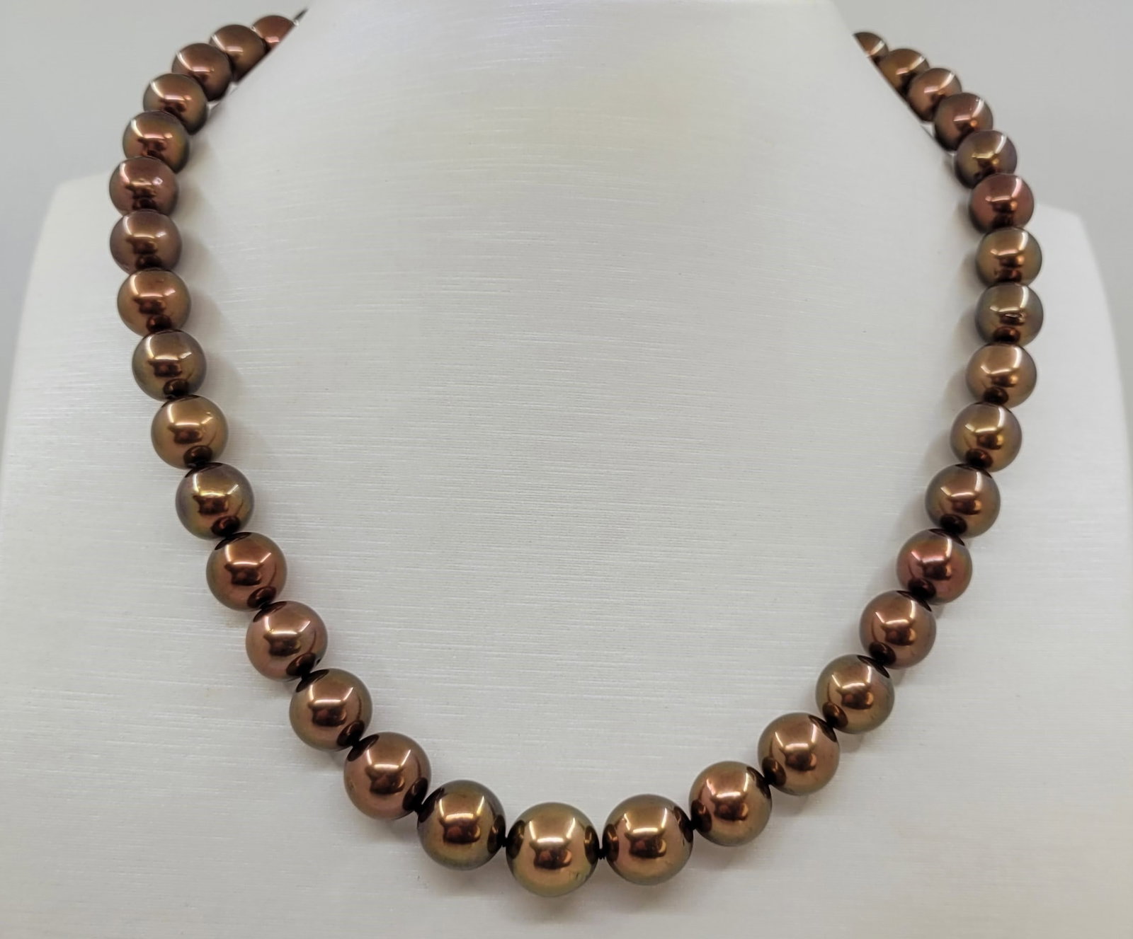 Necklace PSL Certified Chocolate Tahitian Pearls 8.5x10.8mm - 5