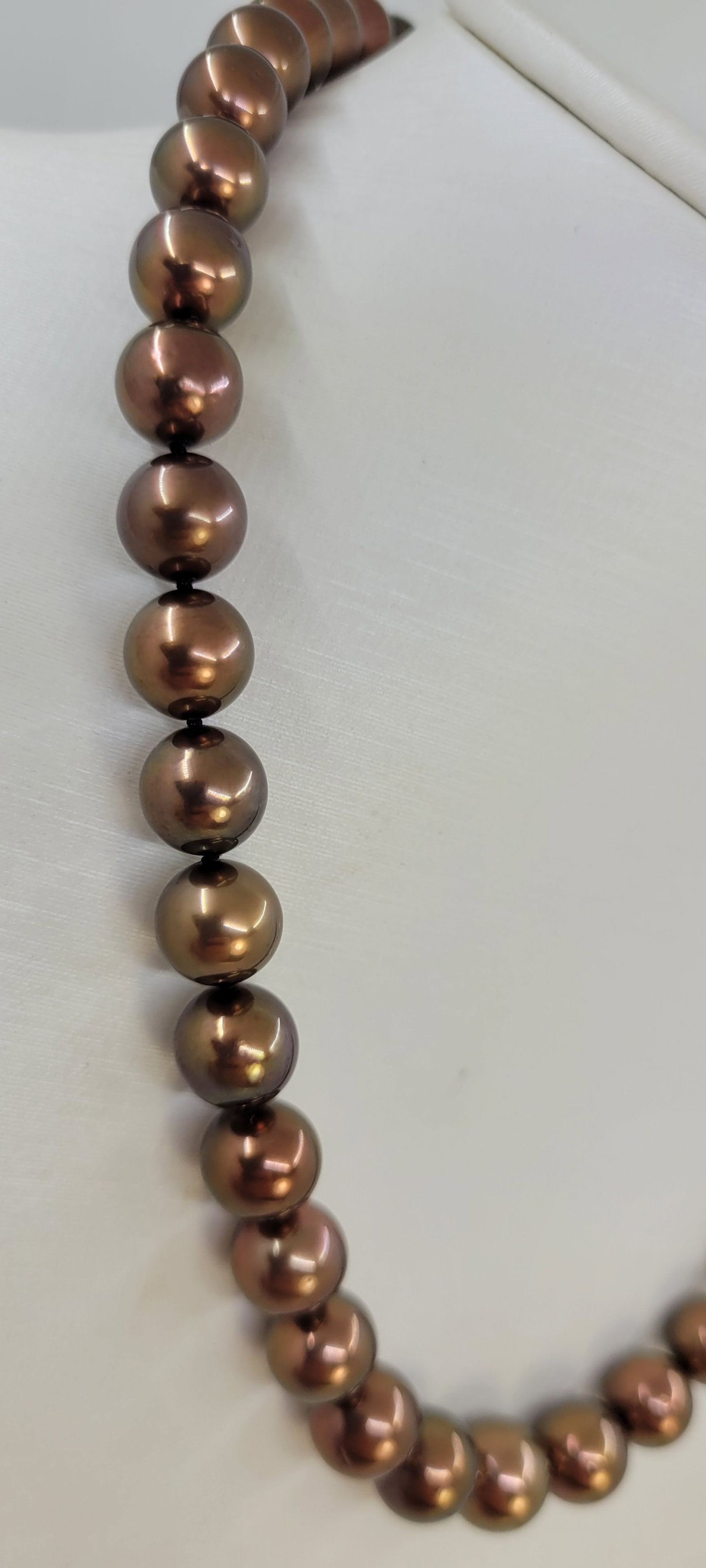 Necklace PSL Certified Chocolate Tahitian Pearls 8.5x10.8mm - 7