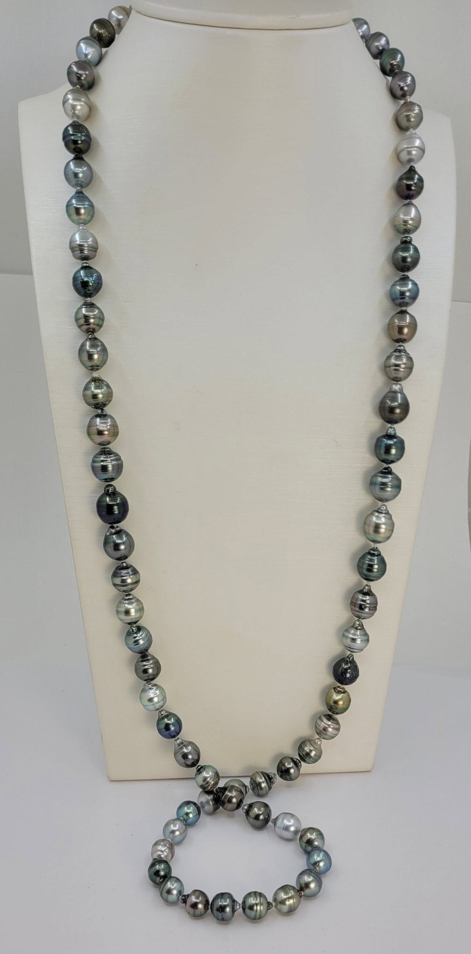 Double 2 row Bright 8.3x11.5mm Multi Tahitian pearls - 5