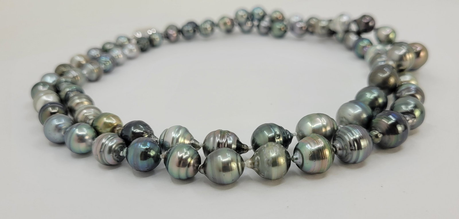 Double 2 row Bright 8.3x11.5mm Multi Tahitian pearls - 6