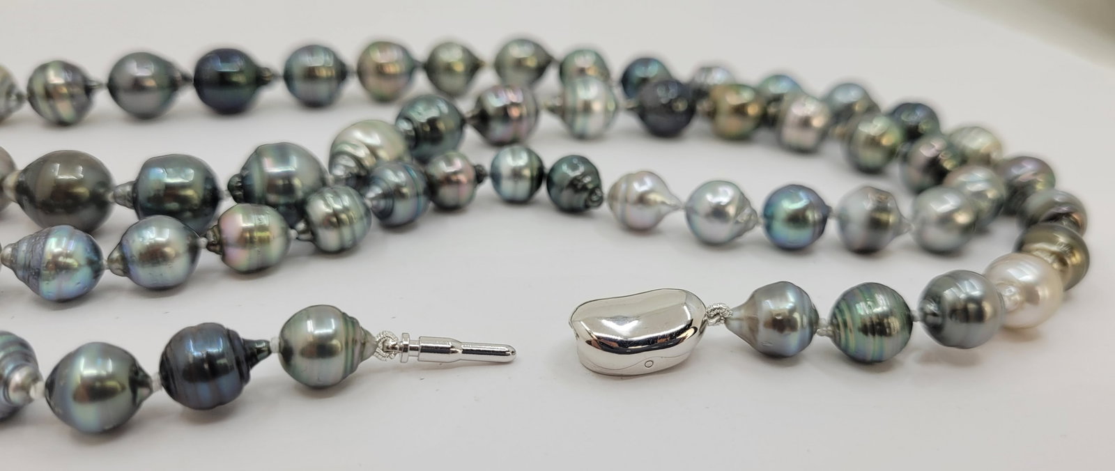Double 2 row Bright 8.3x11.5mm Multi Tahitian pearls - 8