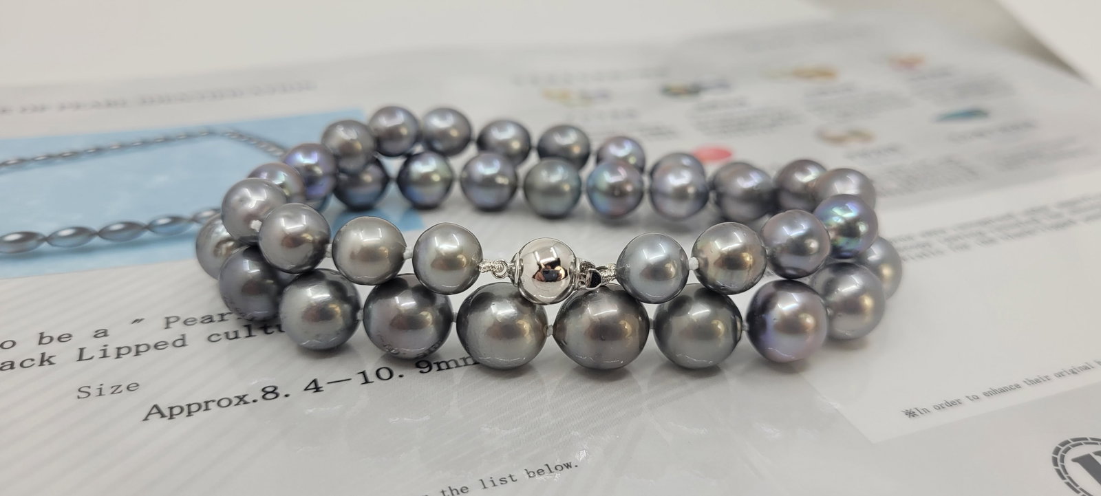 Necklace PSL Certified Tahitian Pearls - 8.4x10.9mm - 11