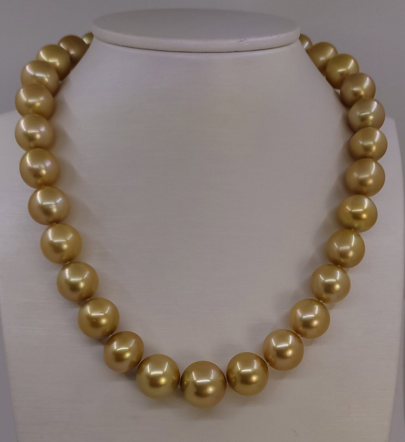 Necklace PSL Certified Australian Deep Golden South Sea Pearls - Huge Size - 13.1x16.4mm - 2
