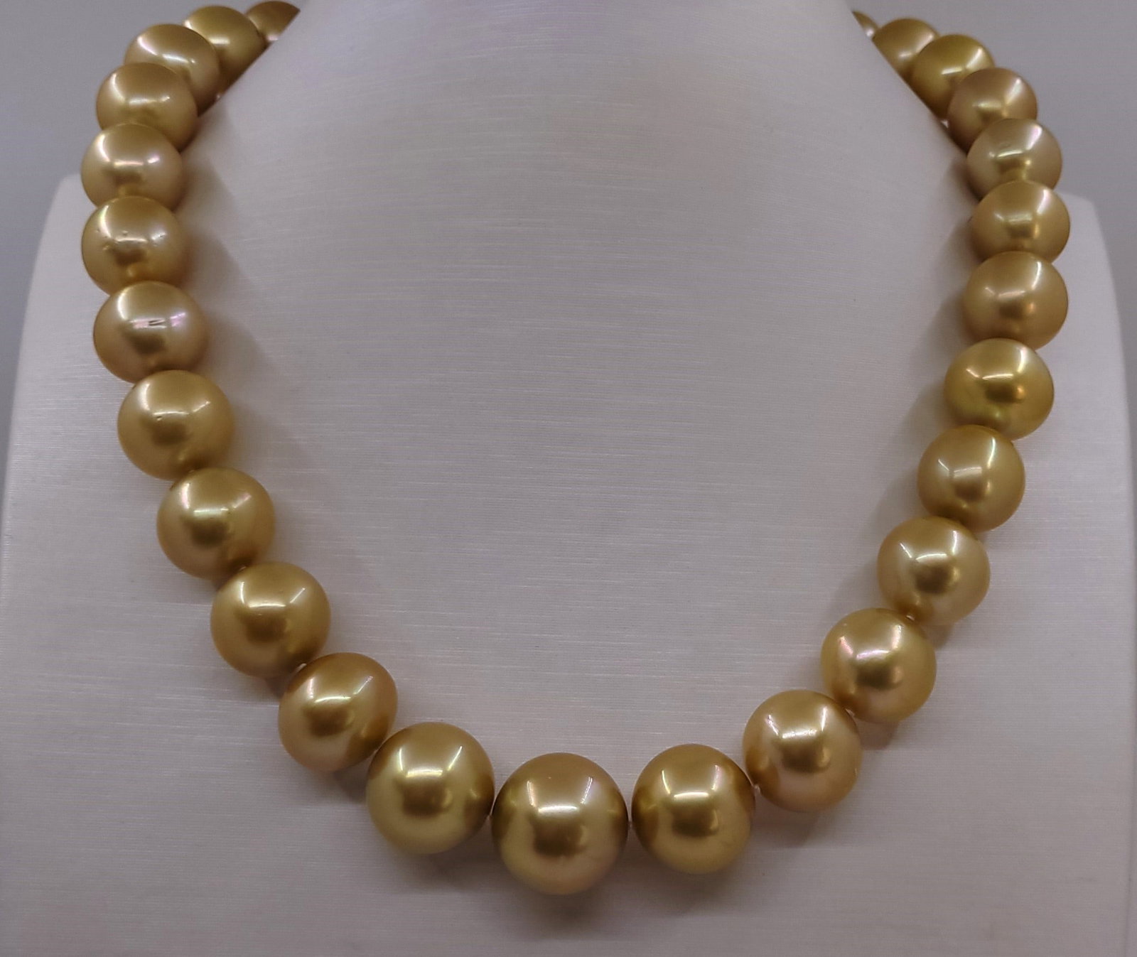 Necklace PSL Certified Australian Deep Golden South Sea Pearls - Huge Size - 13.1x16.4mm - 3