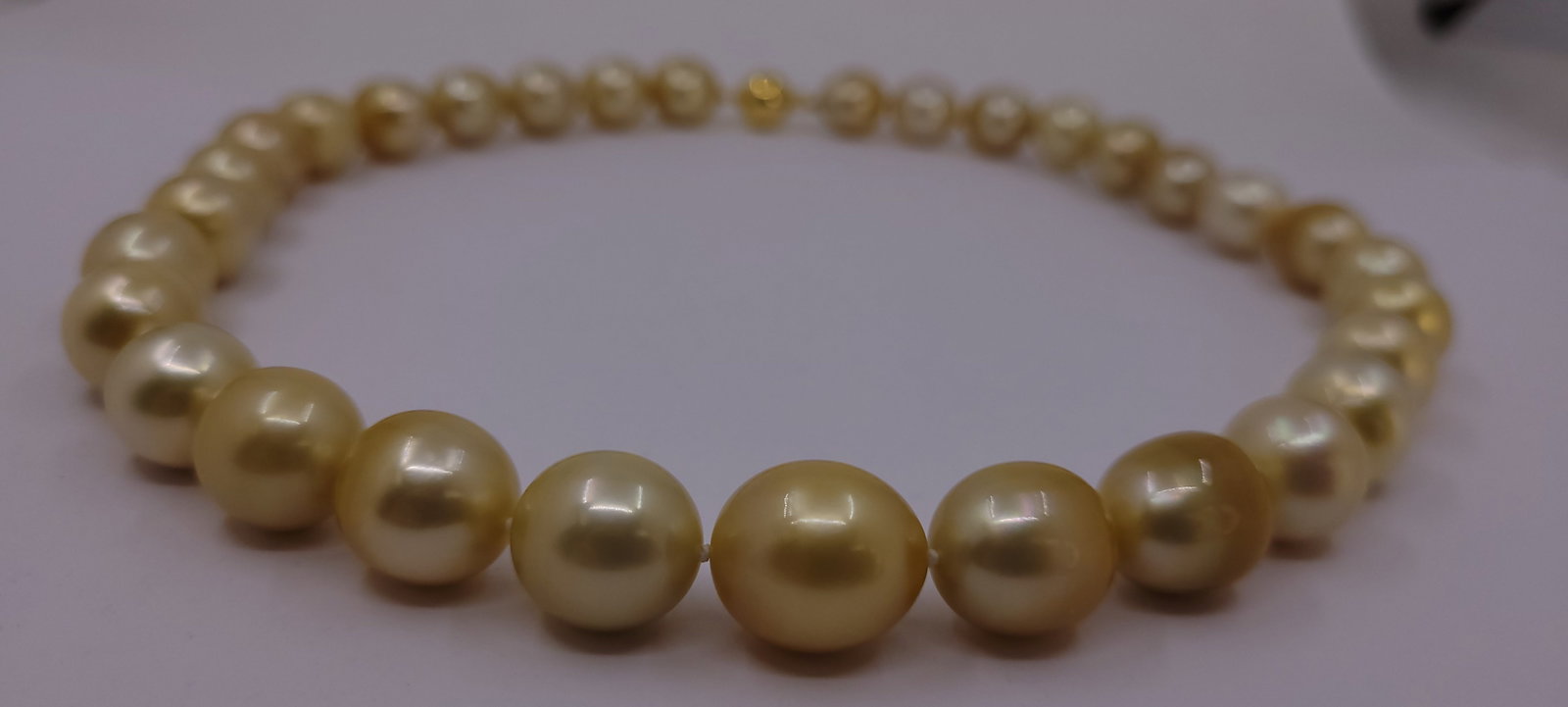Necklace HUGE SIZE - ALGT Certified Golden South Sea Pearls - 11.6x14.4mm - 18