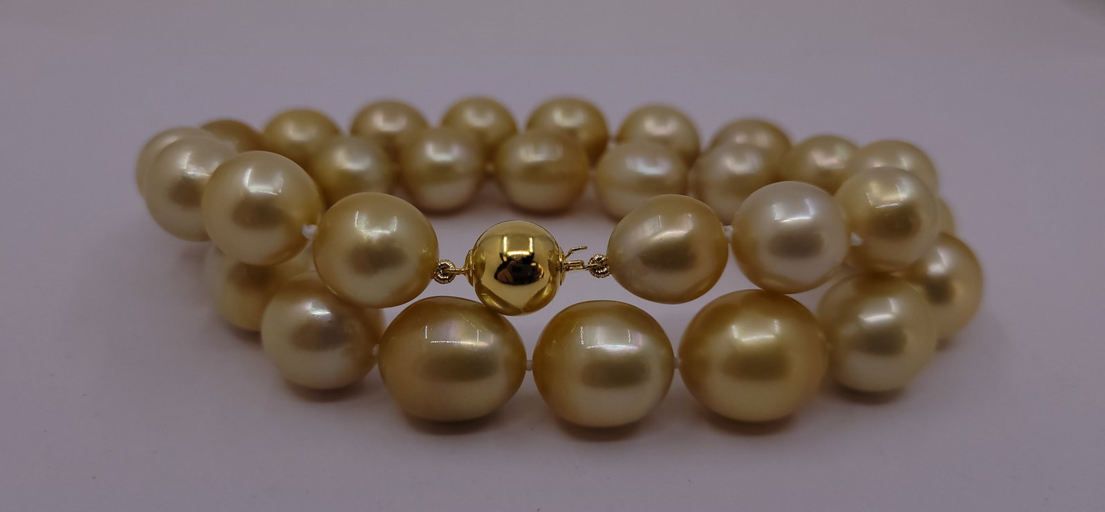 Necklace HUGE SIZE - ALGT Certified Golden South Sea Pearls - 11.6x14.4mm - 19