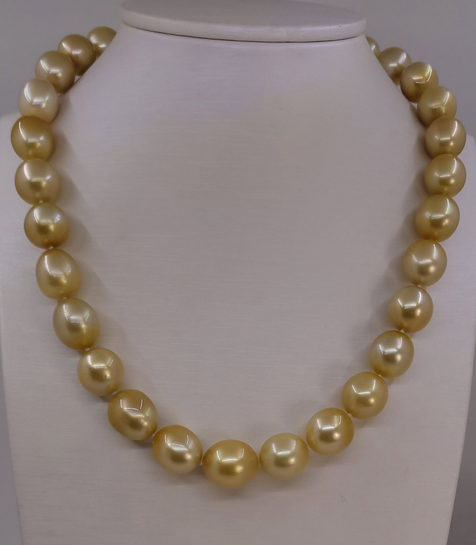 Necklace HUGE SIZE - ALGT Certified Golden South Sea Pearls - 11.6x14.4mm - 2