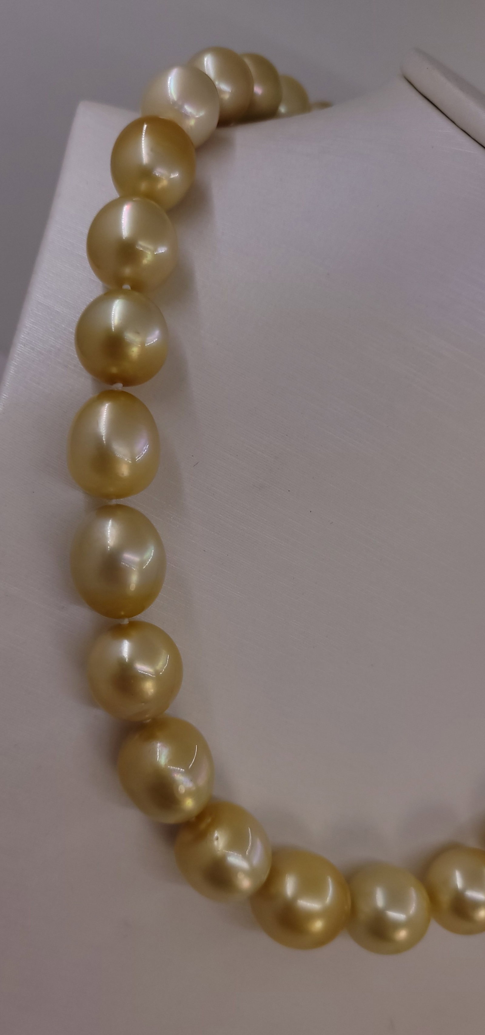 Necklace HUGE SIZE - ALGT Certified Golden South Sea Pearls - 11.6x14.4mm - 4