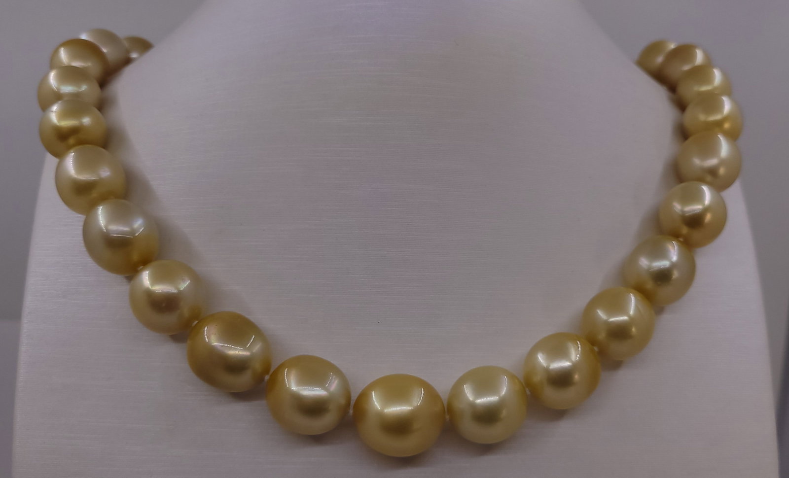 Necklace HUGE SIZE - ALGT Certified Golden South Sea Pearls - 11.6x14.4mm - 5