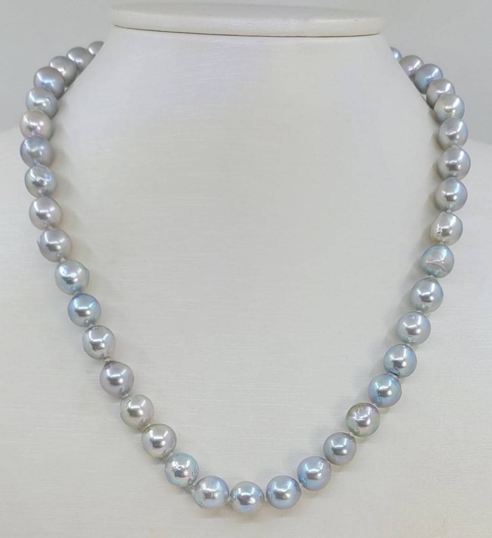 Necklace 8.5x9mm Silvery Akoya Pearls - 2