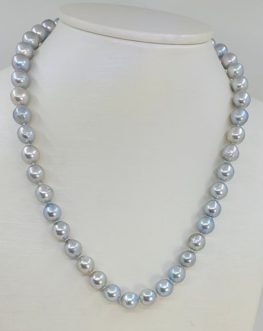 Necklace 8.5x9mm Silvery Akoya Pearls - 3