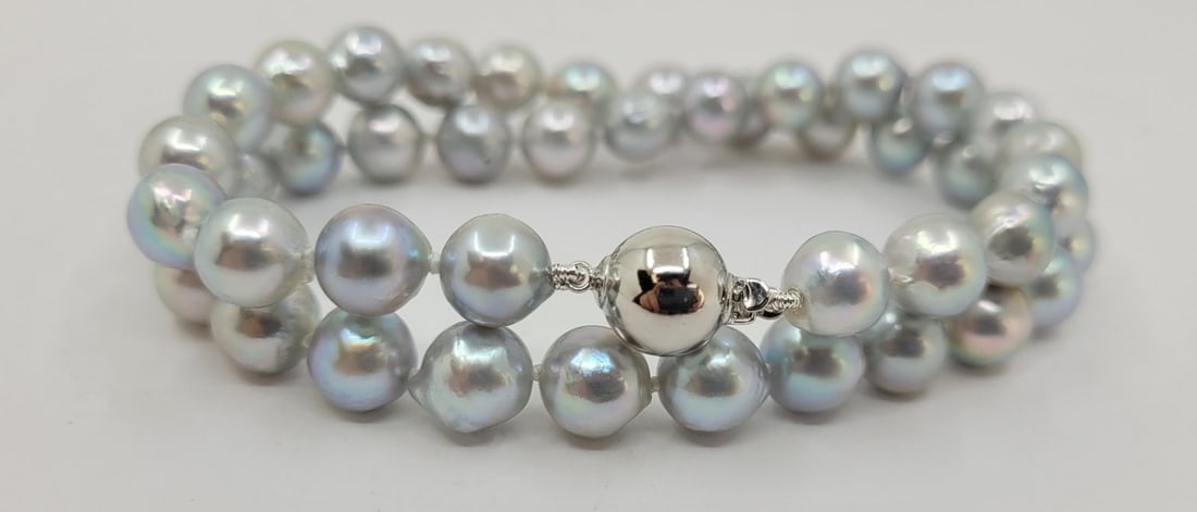 Necklace 8.5x9mm Silvery Akoya Pearls - 6