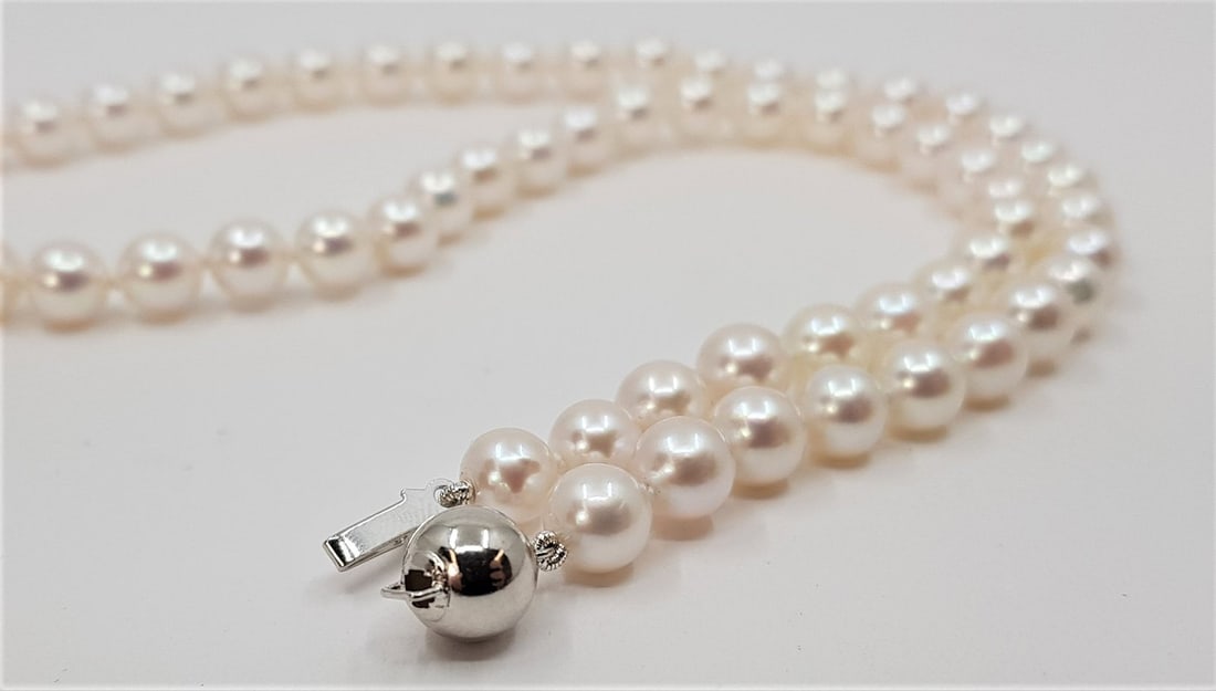 6.5x7mm Bright Akoya pearls - Necklace - 6