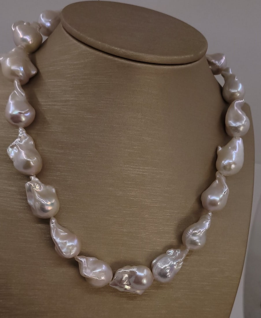 Necklace 13x16mm Baroque Edison Freshwater pearls - 3
