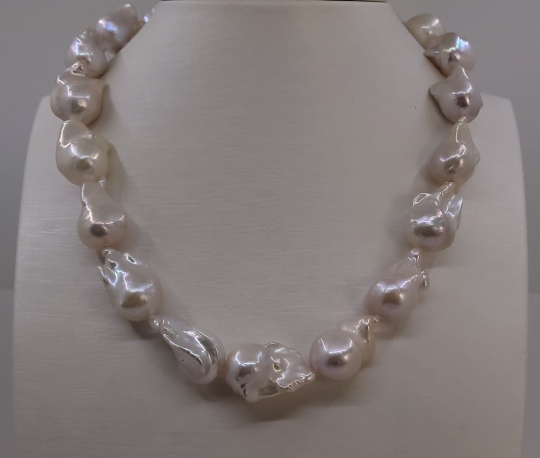 Necklace 13x16mm Baroque Edison Freshwater pearls - 7