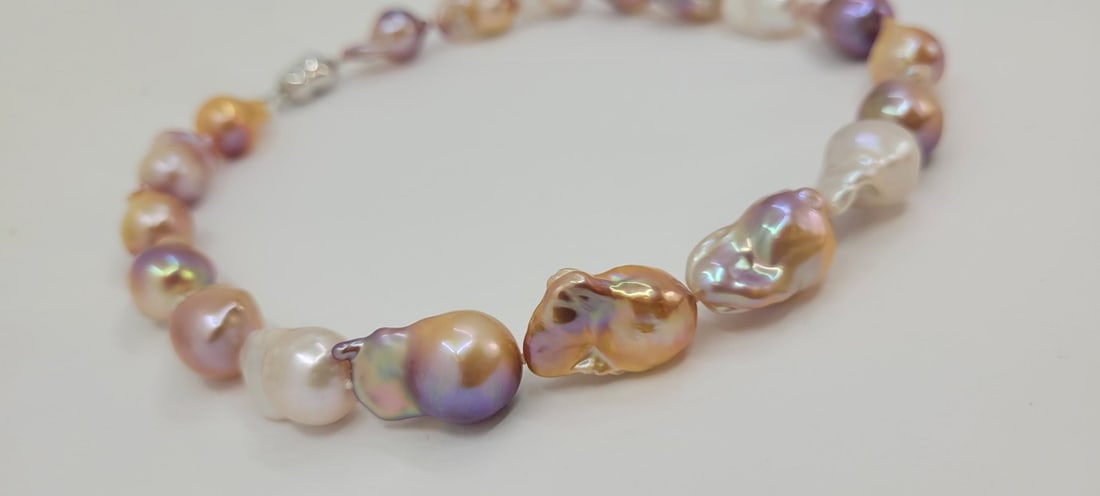 Necklace 13x14mm Baroque Edison Freshwater pearls - 5
