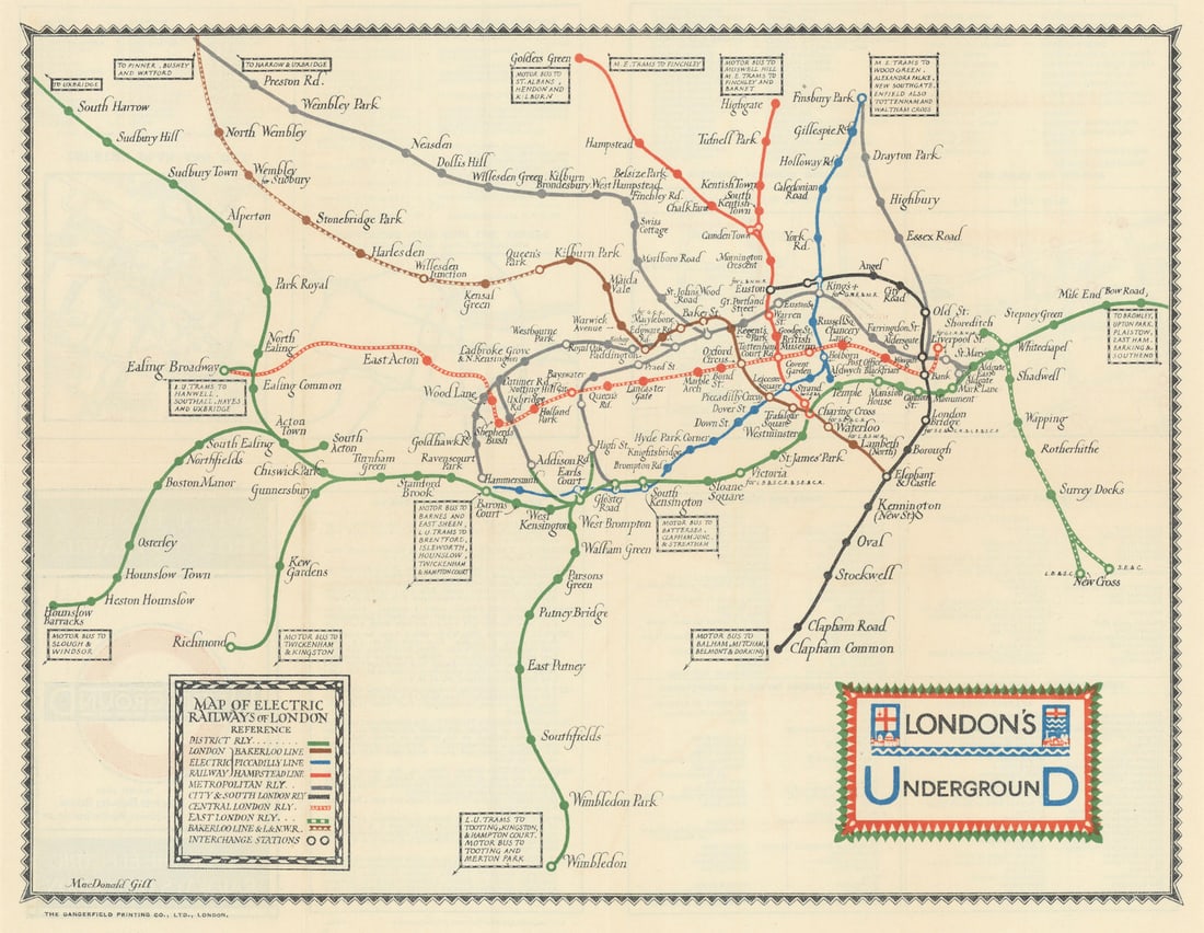 London's Underground. What to See/How to Travel. Macdonald Gill. March 1922 map (1 of 1)