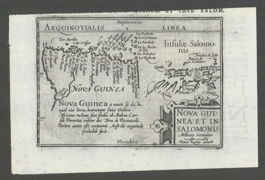 Nova Guinea & In. Salomonis by Bertius. New Guinea Solomon Islands 1603 map: Title: Nova Guinea & In. Salomonis by Bertius. New Guinea Solomon Islands 1603 map Description: Descriptio [Nova Guinea et In. Salomonis?] / Nova Guinea et In. Salomonis [New Guinea and the Solomon Is