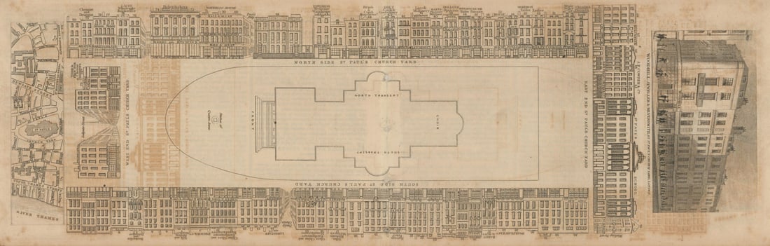 Tallis London Street View #46 St Paul's Churchyard 1839 old antique map chart: Title: Tallis London Street View #46 St Paul's Churchyard 1839 old antique map chart Description: [Part 46] St Paul's Churchyard [Cross streets: Ludgate Street (Ludgate Hill), Paul's Alley, Paul's Cha