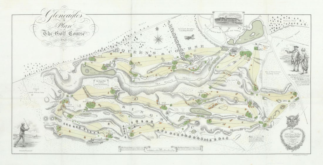 Gleneagles - A plan of the Golf Course. King's & 9 hole Queen's Courses 1921 map (1 of 1)