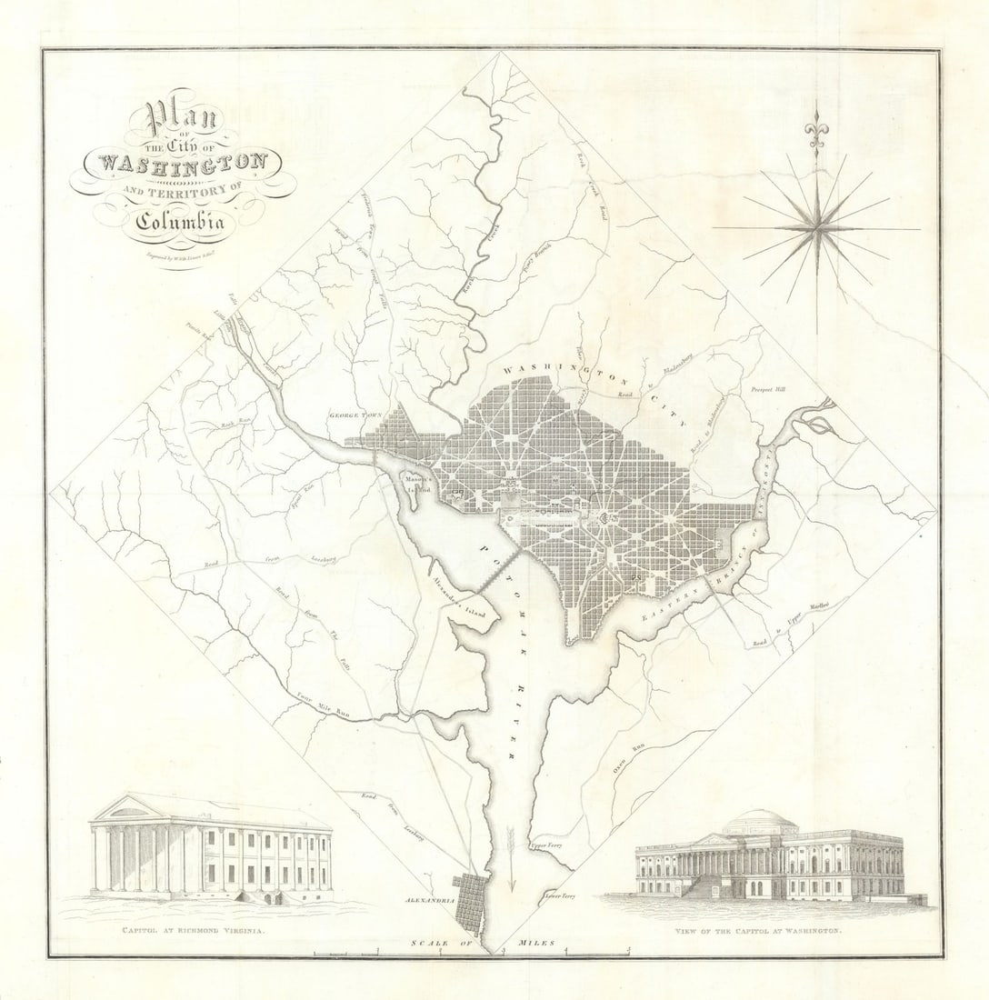 Plan of the City of Washington & Territory of Columbia by WH & D Lizars 1819 map (1 of 1)