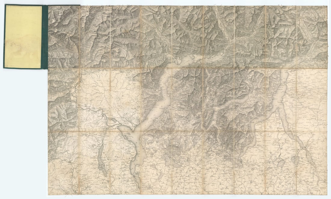 Italian Lakes by Swiss Federal Office of Topography. 105x70cm. Folding map 1874 (1 of 1)