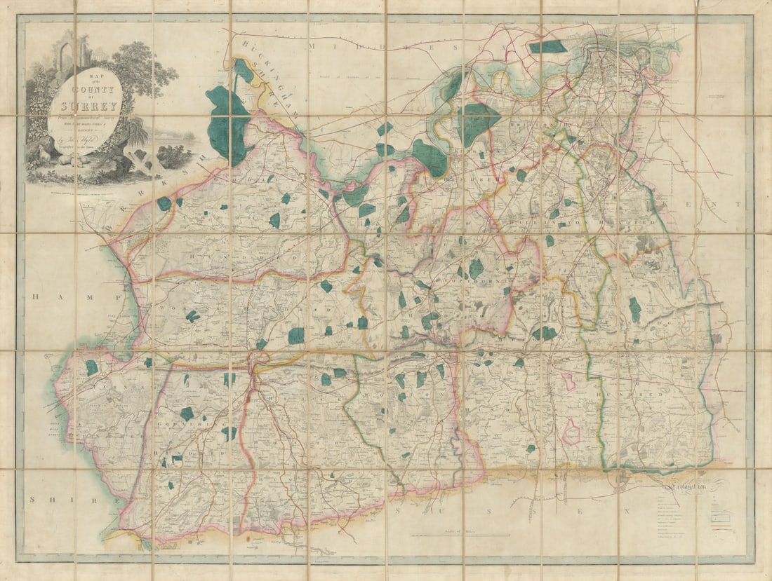 The County of Surrey from Trigonometrical Survey. James Wyld 117x88cm 1874 map (1 of 1)