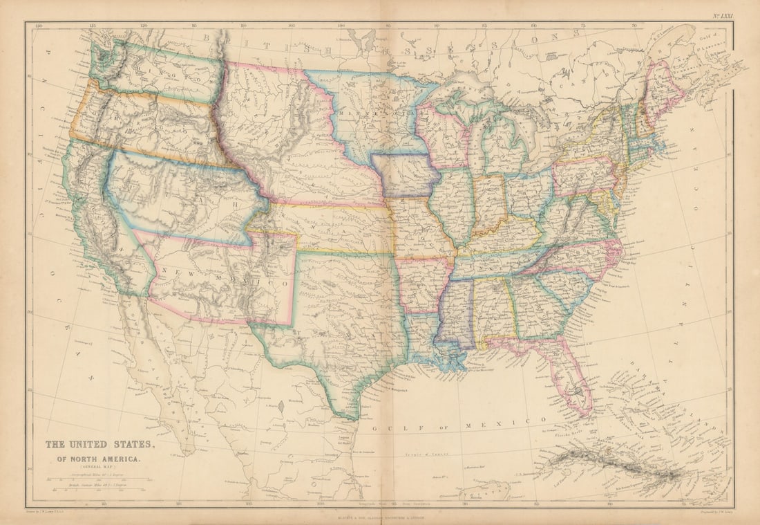 United States of North America. Early territorial boundaries. LOWRY 1860 map (1 of 1)