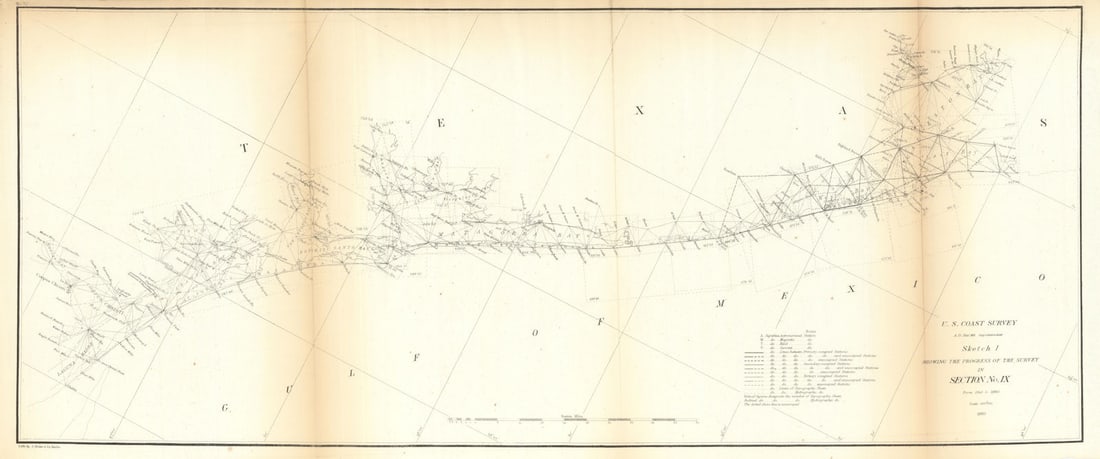 US Coast Survey chart Section IX. Texas. Galveston Bay—Corpus Christi 1860 map (1 of 1)