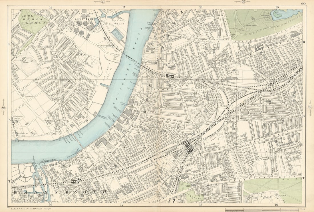 BATTERSEA Wandsworth Clapham Junction Lavender Hill Battersea Rise 1900 map (1 of 1)