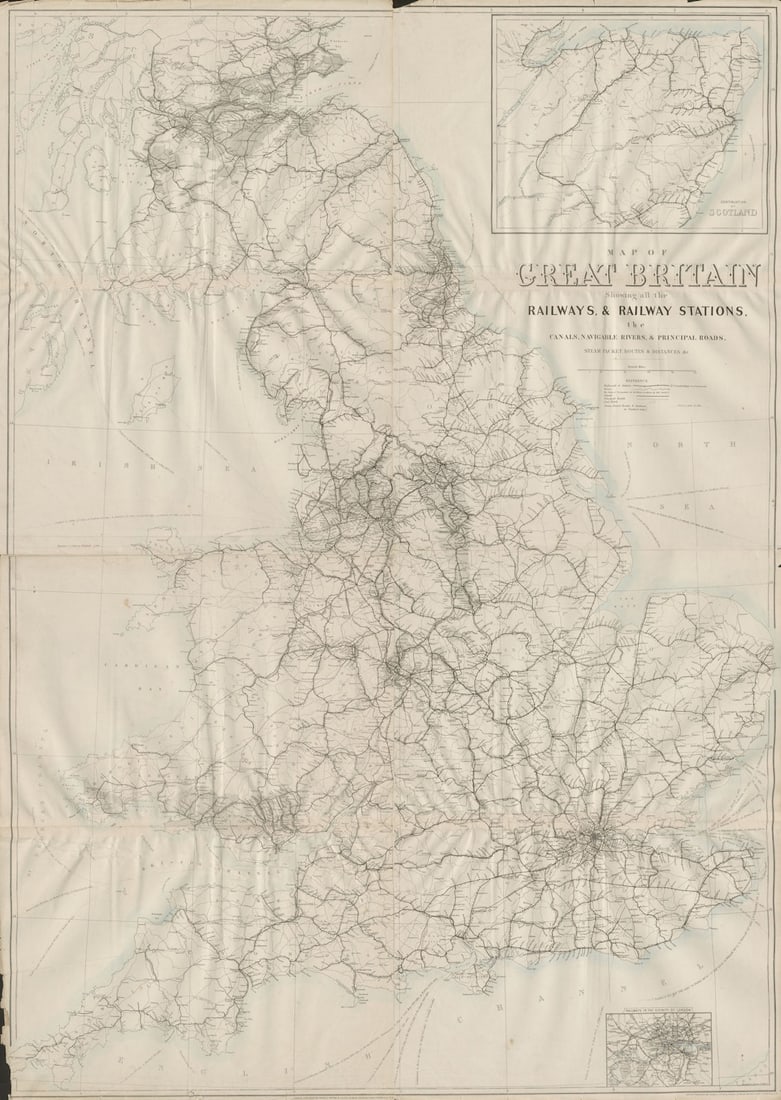 Great Britain showing all the railways…. DOWER. 4 sheets. 133x95cm c1863 map (1 of 1)