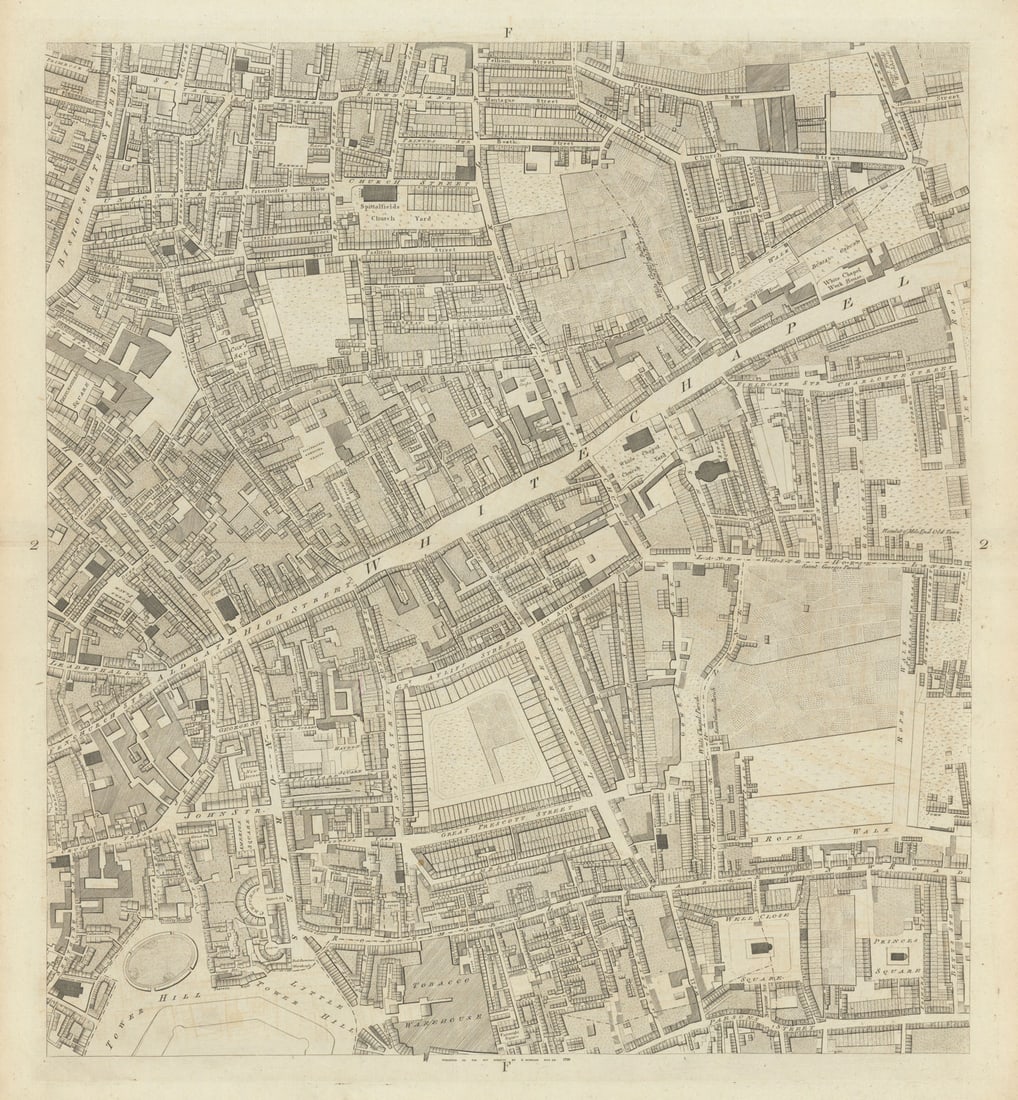 Horwood City of London F2 Whitechapel Bishopsgate E. Smithfield Aldgate 1799 map: Title: Horwood City of London F2 Whitechapel Bishopsgate E. Smithfield Aldgate 1799 map Description: Sheet F2 - Bishopsgate, Whitechapel, Whitechapel Road, Tower Hill, Trinity Square, East Smithfield,
