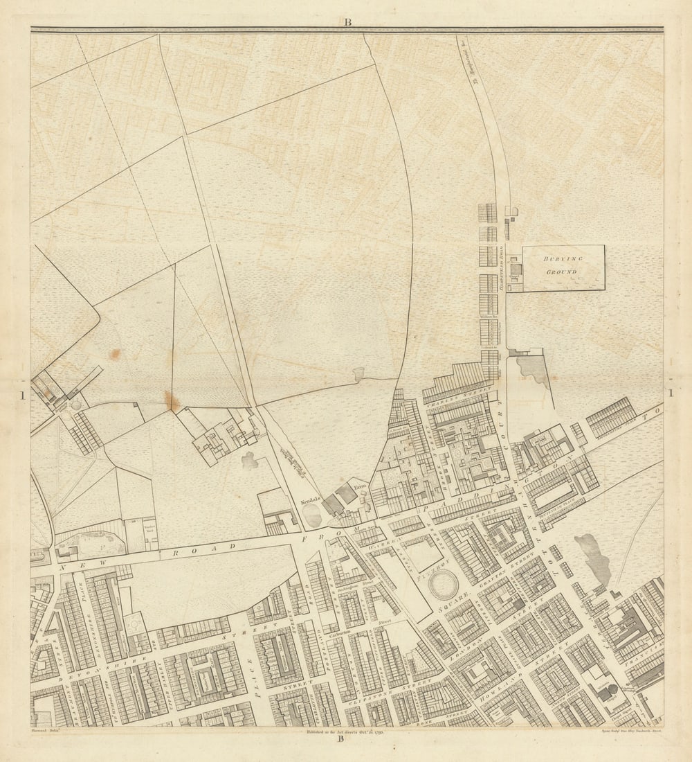 Horwood London B1 Marylebone Fitzrovia Regents Park Tottenham Court Rd 1793 map (1 of 1)