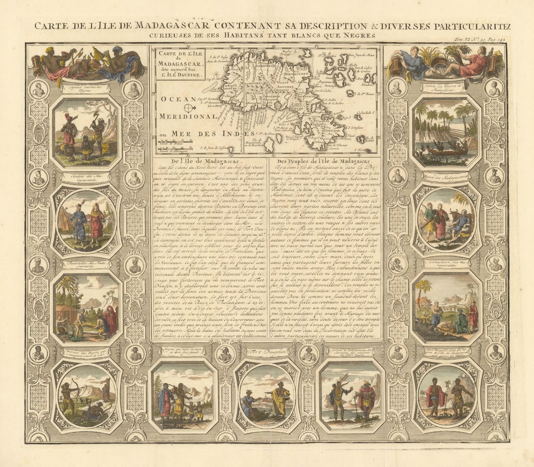 Carte de l'Ile de Madagascar contenant sa description… CHATELAIN 1719 old map (1 of 1)