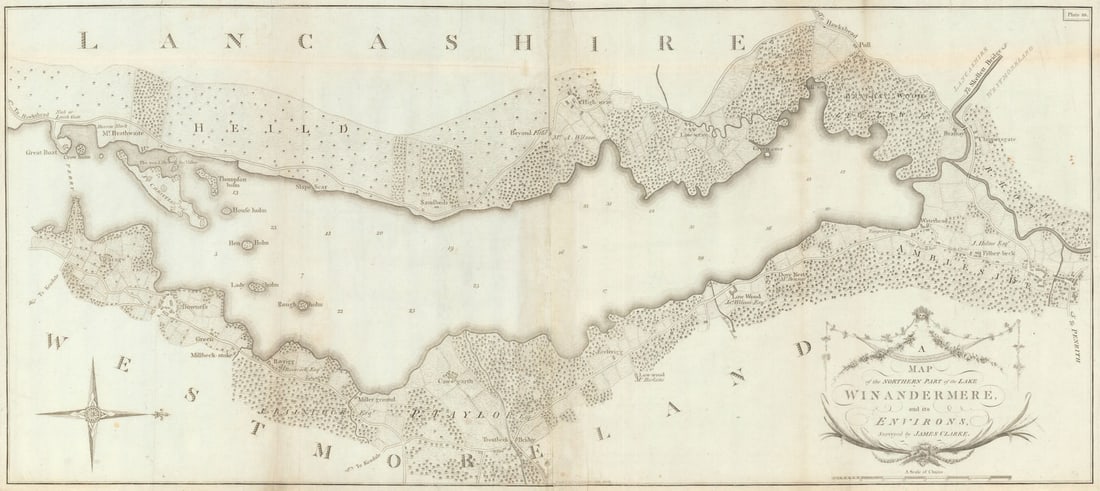 The Northern Part of the Lake Winandermere… by James Clarke. Windermere 1789 map (1 of 1)