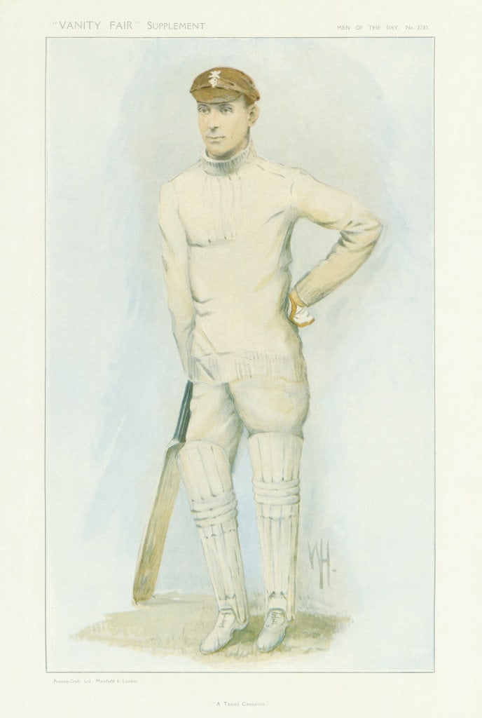 VANITY FAIR SPY CARTOON Jack Hobbs 'A Tested Centurion' Cricket Batsman. WH 1912 (1 of 1)
